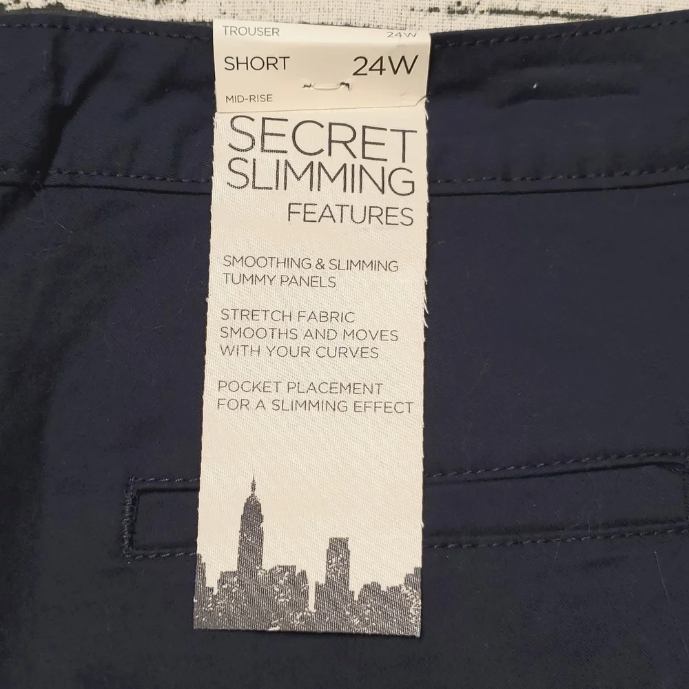 Jones New York Blue Trouser Shorts Size 24W Mid Rise Slimming With Pockets NWT